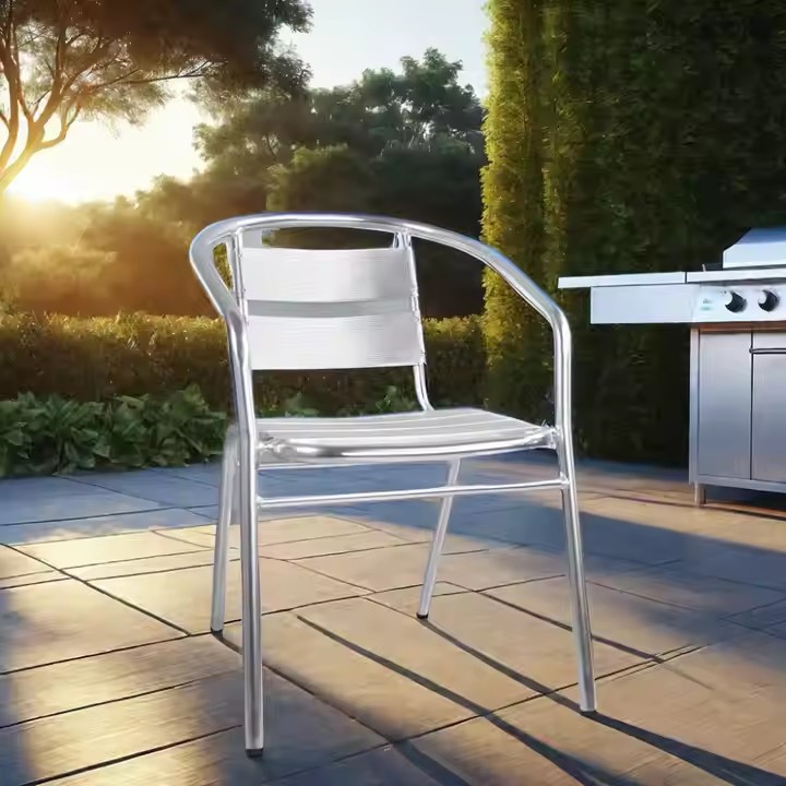 Outdoor Aluminum Beer Chair Garden Patio Restaurant Coffee Chair Square Beer Chair