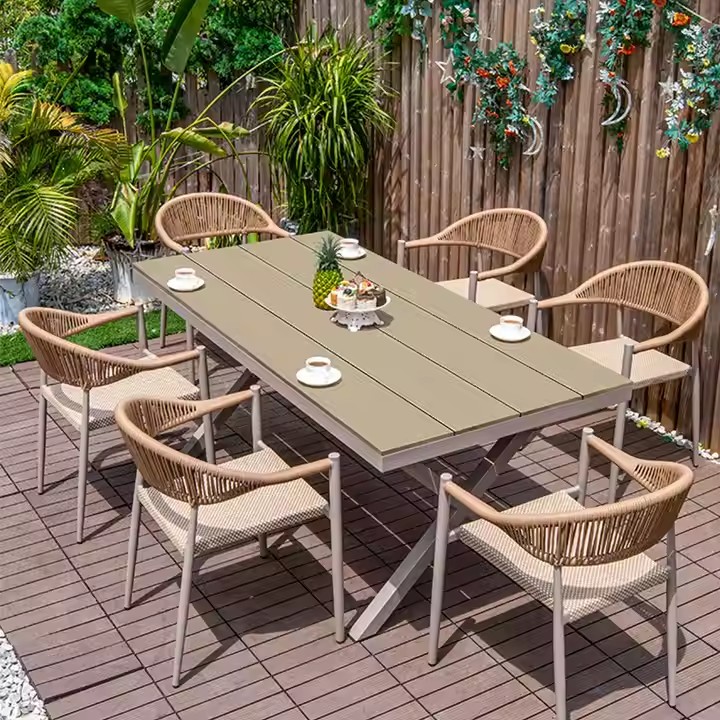 Foshan Factory Outdoor Rattan Chair Set With Table Courtyard Garden PVC Convenient Leisure Chairs