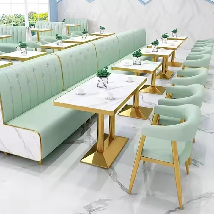 Customized Design Modern Cafe Bench Booth Seating Fast-food Restaurant Furniture Tables and Chairs Sets