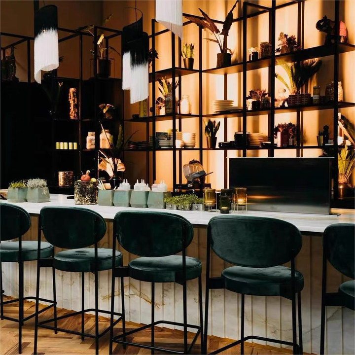 Hot Sale Light Luxury Pub Coffee Shop Front Counter High bar Stool Cocktail bar Black bar Chair